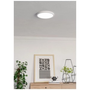 Weiße, runde Eglo LED-Deckenleuchte Fueva 6 mit CCT-Technologie, Durchmesser 28 cm.