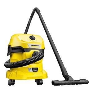 Aspirateur eau et poussière sans fil Kärcher WD 2-18 jaune avec accessoires.