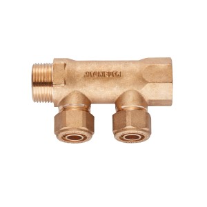 Collecteur Diaqua PEX avec 2 sorties (3/4 pouce) en laiton pour tubes multicouches.