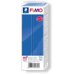 Pâte à modeler Fimo Soft Bleu Brillant, cuisson au four, paquet de 454g.