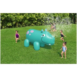 Arroseur hippopotame Bestway dans le jardin avec des enfants qui jouent. Jeu d'eau pour les enfants de 2 ans et plus.
