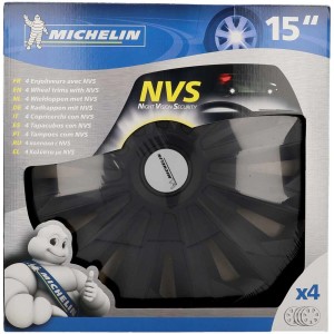 Enjoliveurs Michelin NVS04, 15 pouces, jeu de 4, noirs, pour extérieur de voiture.