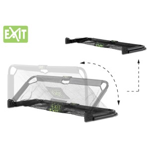 EXIT Panna porta da calcio 150x60cm, pieghevole, acciaio, nero, set da 2, che mostra il meccanismo di piegatura.