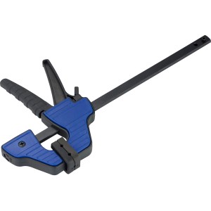 Mini serre-joint à une main LUX en lot de 2, bleu et noir, outil de serrage pour serrer et écarter.