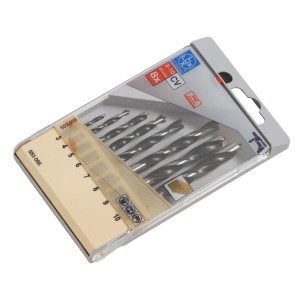 Set di punte da legno LUX (8 pz., 3-10 mm) in scatola di plastica trasparente.