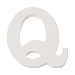 Lettera Q bianca in MDF, altezza 5,5 cm, per bricolage e decorazioni.