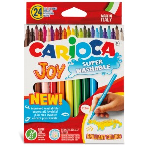Carioca Joy Fasermaler, 24 Stifte im Set, leuchtende Farben für kreatives Malen.