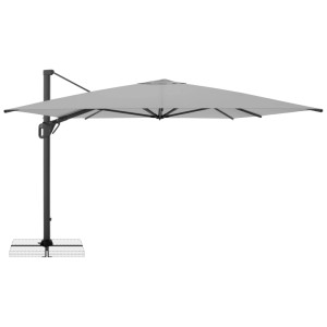 Doppler Ampelschirm Life, hellgrau, 300x400 cm, rechteckig, mit Kurbel und Standkreuz. Ideal für Terrasse.