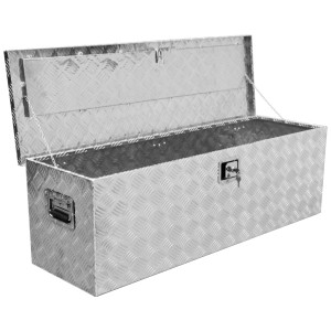 Box da trasporto aperta Güde GT 165 in alluminio, accessorio per rimorchi auto.
