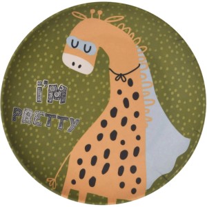 Assiette à gâteau en mélamine avec motif animal (girafe), Ø 21 cm. Vaisselle pour enfants pour des repas amusants.