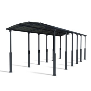 Canopia Carport Arcadia Alpine 12700 in antracite, design lungo con molti pali.