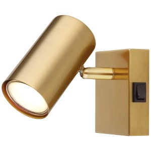 Globo Strahler in Gold gebürstet, Metall, mit Schalter. Einzelspot für GU10 Leuchtmittel.