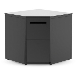 Module d'angle pour cuisine extérieure Cozze avec plateau Elements, noir mat, avec tiroirs.