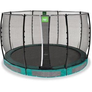 Trampolino interrato verde EXIT Allure Classic Ø 366 cm con rete di sicurezza.