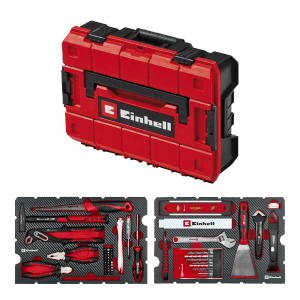 Einhell Werkzeugkoffer Renovierung E-Case, 78-teilig, rot/schwarz, mit Werkzeugsortiment für Renovierungsarbeiten.