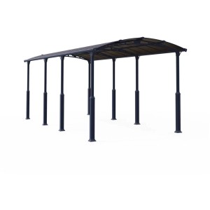 Carport Alpine 8500 antracite con tetto in policarbonato e struttura in acciaio.