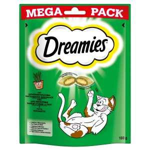 Dreamies Katzen-Ergänzungsfutter mit Katzenminze, 180g Packung. Katzensnack für den verwöhnten Stubentiger.