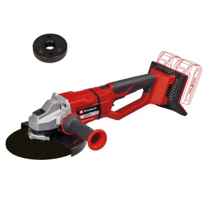 Einhell Axxio 36/230 Q Akku-Winkelschleifer (ohne Akku). Roter Trennschleifer mit Trennscheibe und Quick-Fix Mutter.