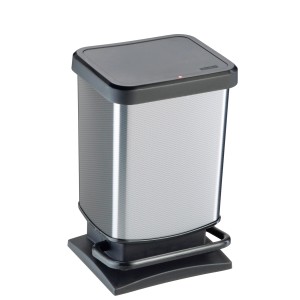 Tret-Mülleimer Paso, 20 l, Metallic Silber, mit Absenkautomatik für hygienische Abfallentsorgung.