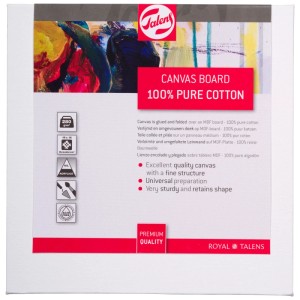 Talens Malplatte 20x20 cm, Baumwolle auf MDF, ideal für Öl- und Acrylmalerei.