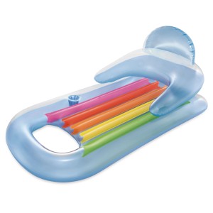 Matelas gonflable Intex King Kool Lounge avec dossier et porte-boisson, bleu/transparent.