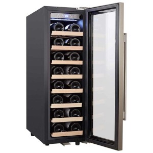 Cave à vin Sonnenkönig Cava 2100 Mono avec porte en verre et étagères en bois pour 21 bouteilles.