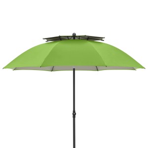 Parasol de plage vert Doppler Windprofi Neo 200 avec évent et baleines en fibre de verre.