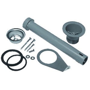 Kit de bonde Diaqua gris : Kit de siphon complet avec bonde, tube vertical, joint et fixation.
