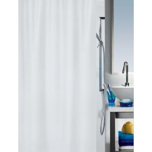 Tenda doccia in tessuto bianco Spirella Primo, 180x200 cm, idrorepellente e lavabile.