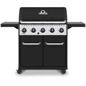 Broil King Crown 520 barbecue a gas con 5 bruciatori, carrello nero con spazio.