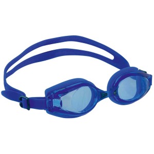 Lunettes de natation bleues Happy People pour jeunes avec sangle en silicone et verres en polycarbonate.