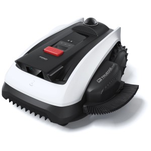 Robot rasaerba Ecovacs GOAT O1200, bianco, con navigazione LiDAR Pro e TruEdge per bordi prato.