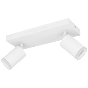 Barre LED blanche Eglo Melitello-Z avec 2 spots en aluminium et acier. Plafonnier avec sélection de couleurs RGB.