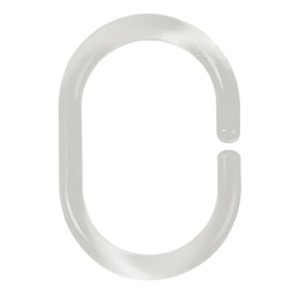 Anneau de rideau de douche Spirella C-Minor en plastique blanc pour barres de douche.