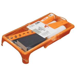 Kit d'outils Alpina pour salle de bain et cuisine, 10 pièces, avec pinceau, rouleaux, tampon abrasif et bac.