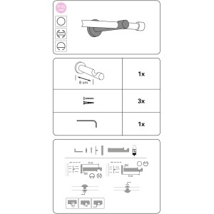 Supporto Gardinia Windsor effetto acciaio inox, 1 via, aperto, per aste Ø 25 mm. Accessorio per bastoni per tende.