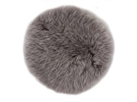 Schaffell Echtfell Sitzkissen rund Taupe ca. 34 x 34 cm