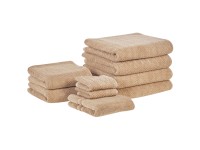Beliani Handtuch-Set Mitiaro Baumwollfrottee Beige 9-tlg.