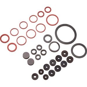Kit de joints pour siphons et robinetterie, 32 pièces, différentes tailles et formes.
