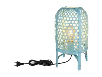 Globo Tischleuchte Cairo Metall Bambus Antikblau ø 22 cm / Höhe 37 cm