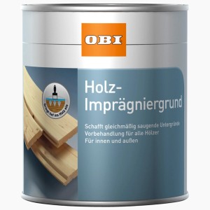 Dose OBI Holz-Imprägniergrund Transparent 2,5 l für den Innen- und Außenbereich.