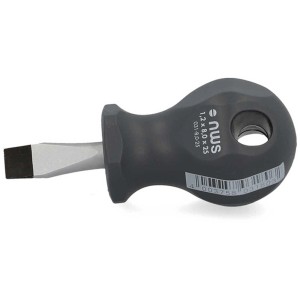 Tournevis de carburateur 8x25 mm avec manche gris et lame plate.