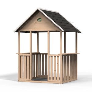 Cabane de jeux ouverte en bois clair Exit Panorama 100 avec toit foncé pour le jardin.