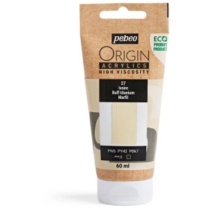 Pébéo Origin Acrylfarbe Elfenbeinweiss, 60 ml Tube für Künstlerbedarf.