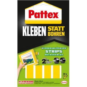 Pattex Pastilles adhésives : 10 pastilles double face repositionnables pour coller au lieu de percer, intérieur & extérieur.