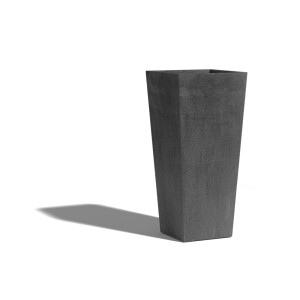 Haut pot de fleurs Ecopots Rotterdam gris foncé, 70x32x32 cm, idéal pour le jardin.