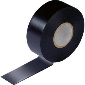 Ruban isolant noir, 25 mm x 25 m, en rouleau pour installation électrique.