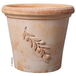 Vaso cilindrico Deroma Olive, terracotta, Ø 38 cm. Classico vaso per esterni.