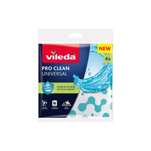 Vileda Universal-Tuch Pro Clean lot de 4 : lingettes de nettoyage au pouvoir enzymatique pour une propreté hygiénique.