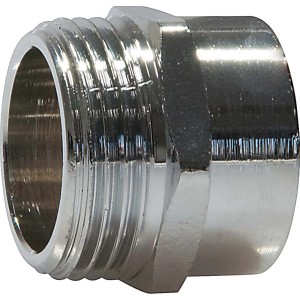 Nipplo di riduzione filettato in ottone cromato, 26,4 mm x 18,6 mm, per raccordi filettati.